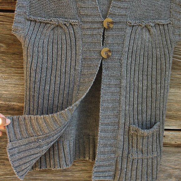 'l.e.i.' VINTAGE 2009 gray short sleeve hooded sweater vest cardigan - Picture 3 of 7